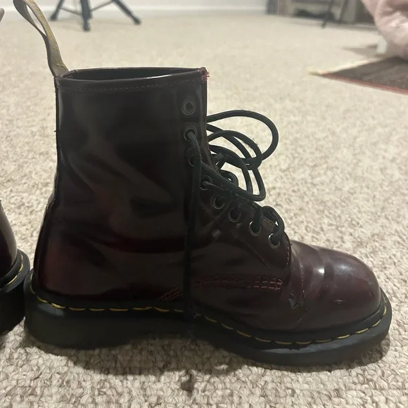 Vegan 1460 Dr. Martens Cherry Red Lace Up Boots - Picture 5 of 14